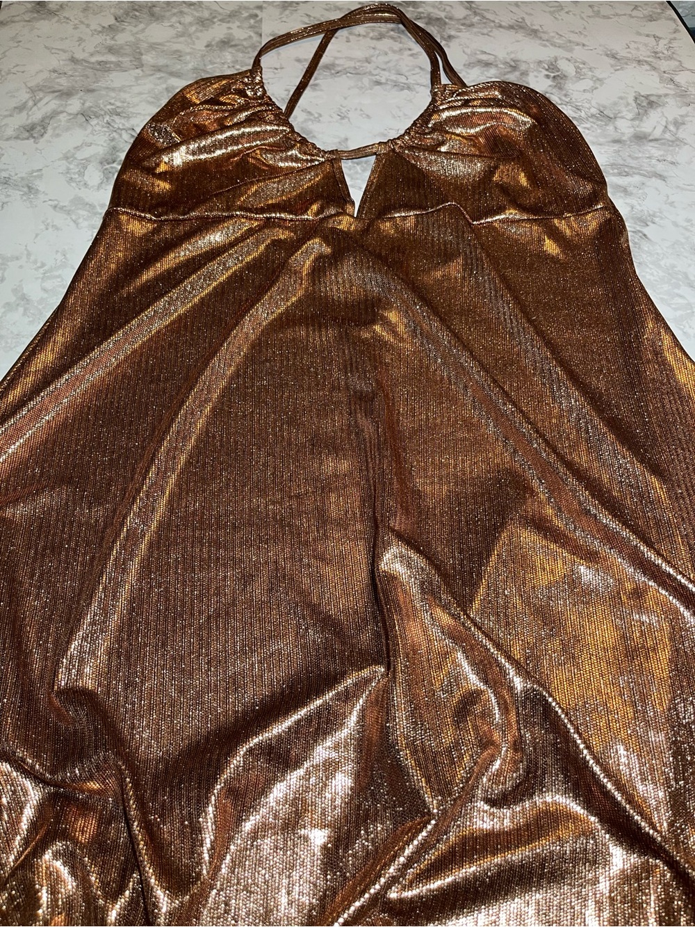 Savage X Fenty Metallic Chain Reaction Maxi Slip Dress sz2x NWT